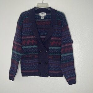 VTG Kristin Collection Sportific Double Breasted 100% Wool Equestrian Cardigan M